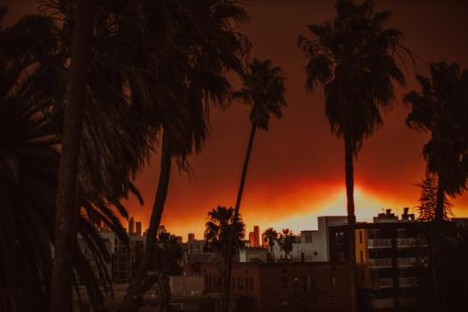 Los Angeles with fire in background