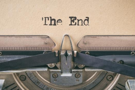 The End on page in typewriter