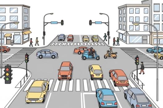 Tampa Team Obtains Highly Favorable Verdict for Property Owner Client in Lawsuit over Traffic Accident Illustration of intersection with cars and scooter
