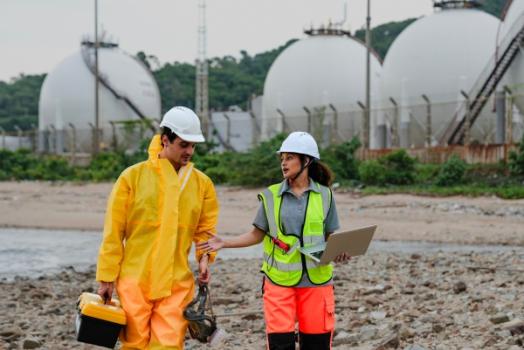 Scientists performing water testing