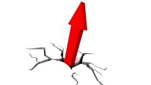 Toll Brothers Surges on May Gain in Deposits for New Homes Red arrow surging through crack