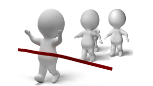 Disruption: When Did It Start and Where Will It End? 3d characters in race with one crossing red finish line