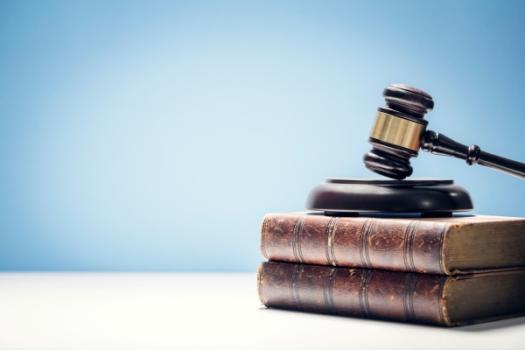 Gavel on law books