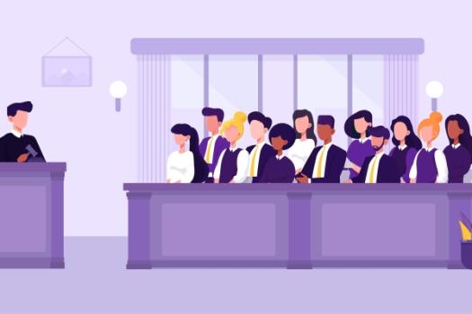 Jury & Judge Illustration Purple Background