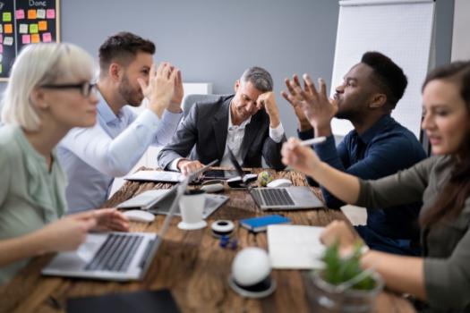 Dispute occurring during meeting conference table