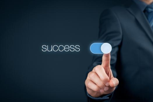 Business finger on success