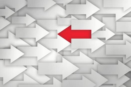 Red arrow reversing course