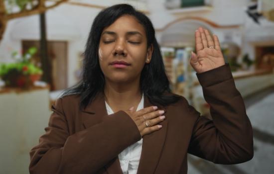 Woman under oath