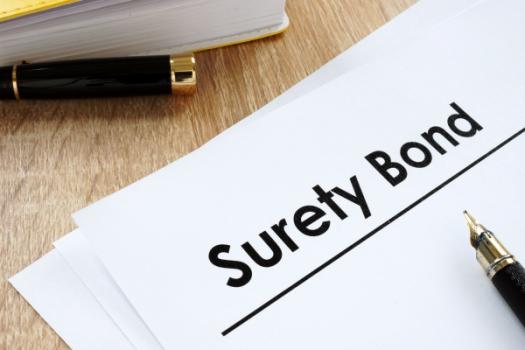Fountain pen lying on Surety Bond