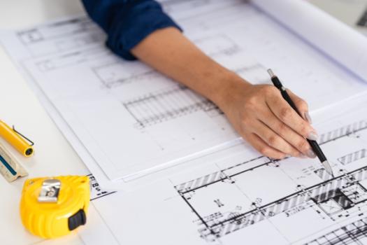 Plans pencil measuring tape ruler