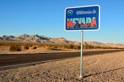 Welcome to Nevada sign on road