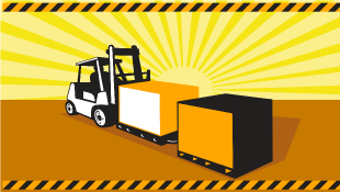 Illustration of forklift truck carrying materials