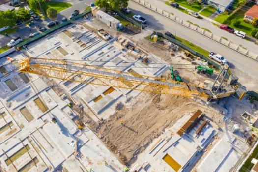 Aerial view of construction site
