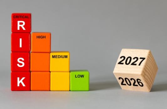 Predict Risk, Not Incidents: A New Analytics Framework for Your Construction Safety Data Risk level cubes next to 2026 2027 cube