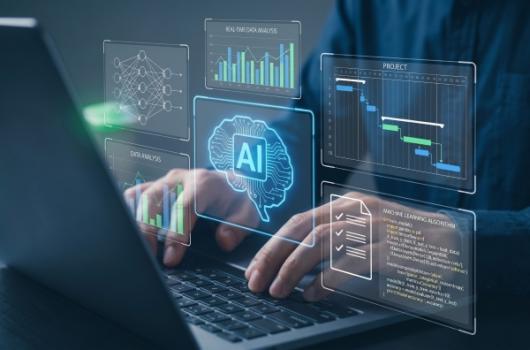 AI Can Now Train the Soft Skills Construction Ignored AI hologram from laptop