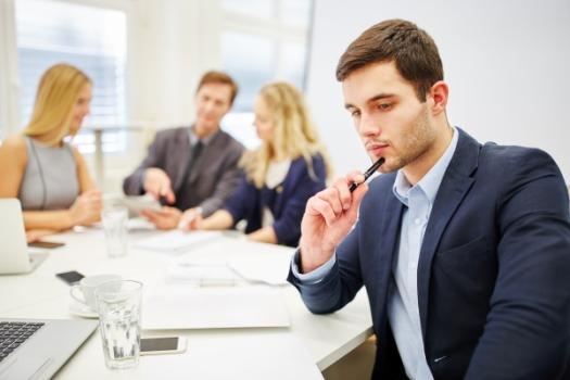 Meeting with business man looking pensive