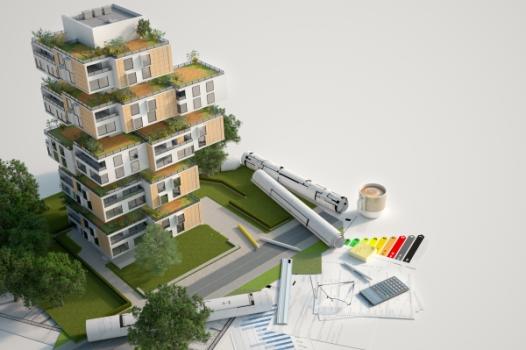 Achieving Sustainability Through Design-Build Delivery: Part I – An Overview Model sustainable house next to design materials