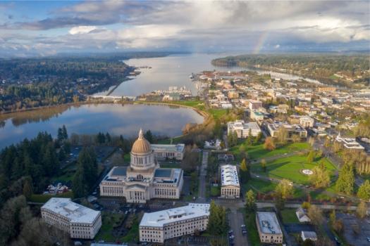Washington Court of Appeals Narrows Arbitrator Authority in Construction Dispute Aerial view of Washington state capitol