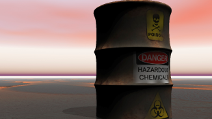 CDJ_Can of Nuclear Waste in Desert in front of Sunset