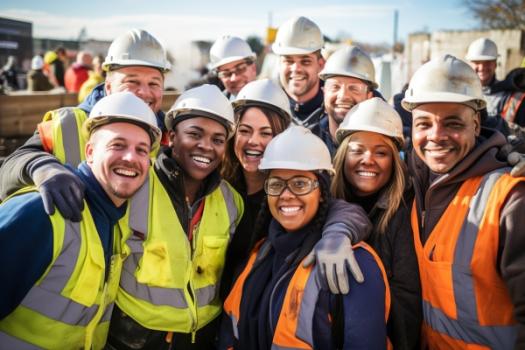 Construction workers happy