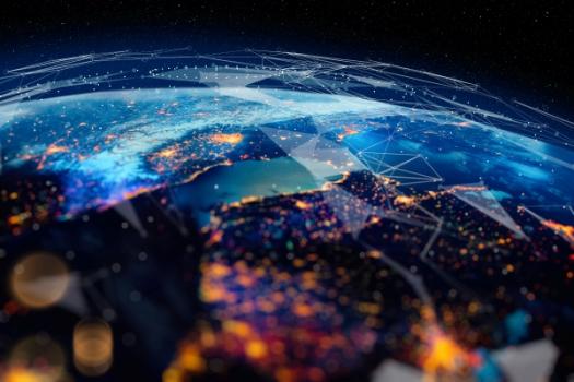 Global Insights Center: Monthly Newsletter Earth from space showing networks